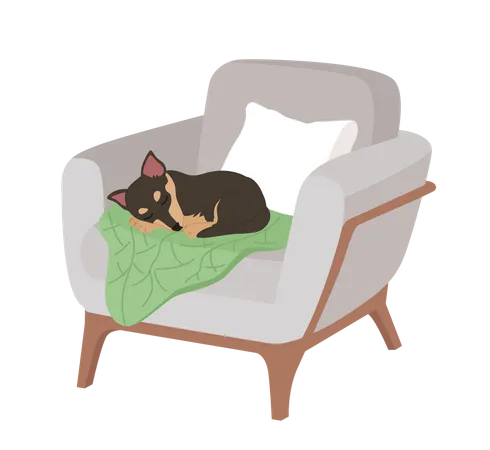 Adorable chien dormant dans un fauteuil confortable  Illustration