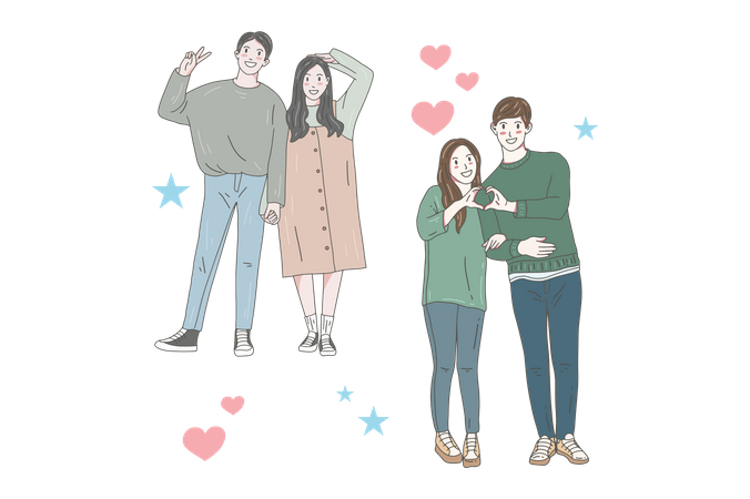 Adorable couple give couple pose  Illustration