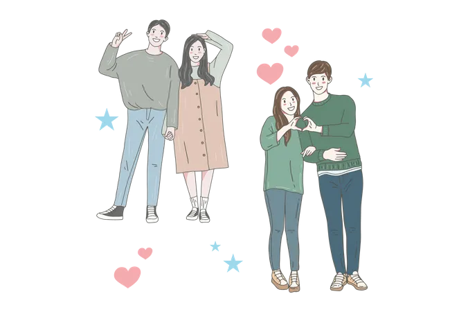 Adorable couple give couple pose  Illustration