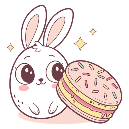 Adorable Easter rabbit with cookie  Illustration