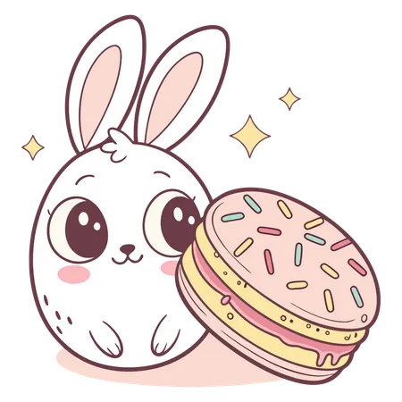 Adorable Easter rabbit with cookie  Illustration