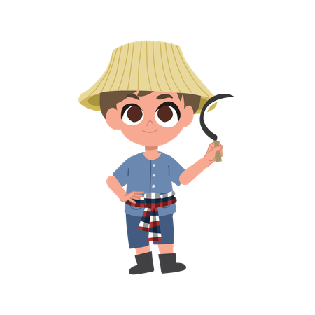 Adorable Farmer With Farming Tools  Illustration