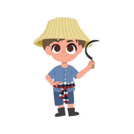 Adorable Farmer With Farming Tools  Illustration