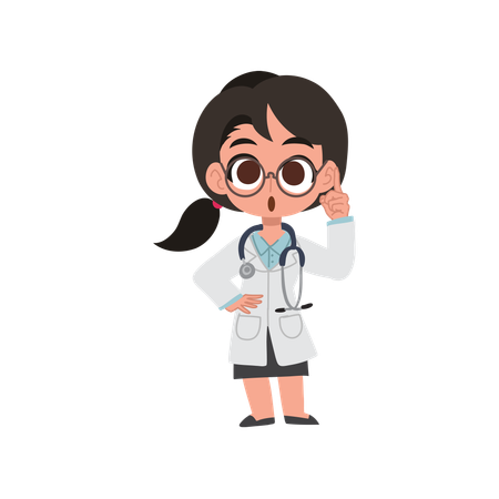 Adorable femme médecin kawaii offrant des consultations médicales et des conseils en matière de soins de santé  Illustration