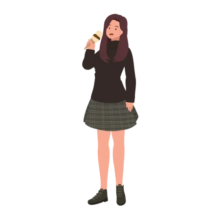 Cute Kawaii Girl In A Fashionable Wear Adorable Teenage Fashion Korean Style Sticker Illustration