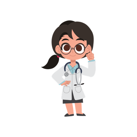 Adorable kawaii female doctor providing medical consultation and healthcare guidance  Illustration