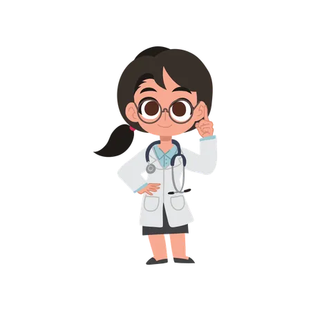 Adorable kawaii female doctor providing medical consultation and healthcare guidance  Illustration