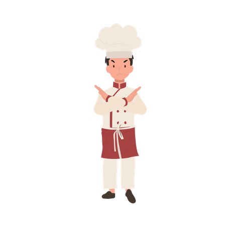 Adorable Kid Chef Refusal  Illustration