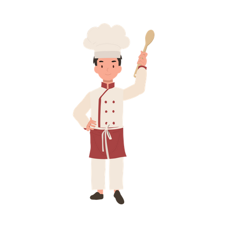 Adorable pequeño chef con delantal  Ilustración
