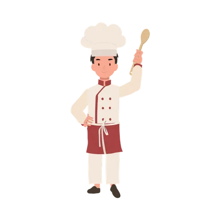 Adorable pequeño chef con delantal  Ilustración