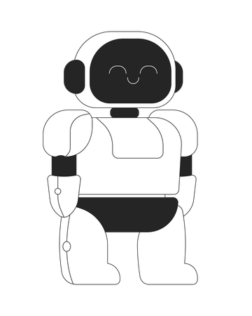 Adorable small humanoid robot with friendly smiling expression  Illustration
