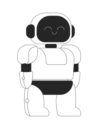 Adorable small humanoid robot with friendly smiling expression  Illustration