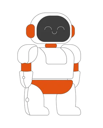 Adorable small humanoid robot with friendly smiling expression  Illustration