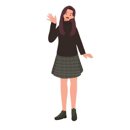 Adorable Teenage waiving hand  Illustration