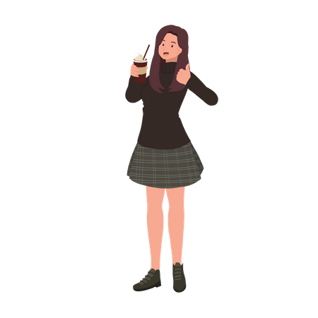 Adorable Woman drinking coffee  Illustration