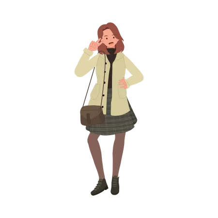 Adorable Woman showing rock sign  Illustration