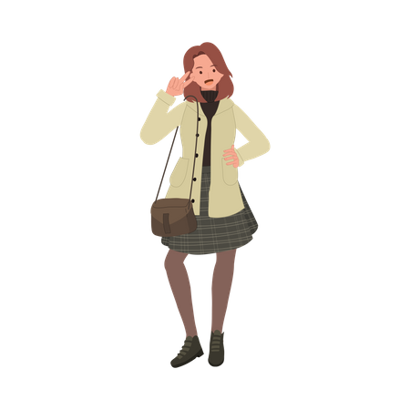 Adorable Woman showing rock sign  Illustration