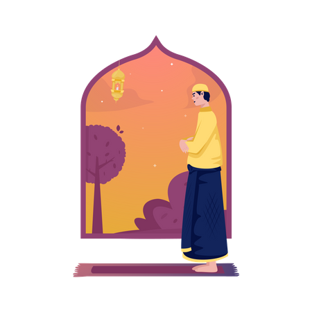 Adoración musulmana rezando  Ilustración