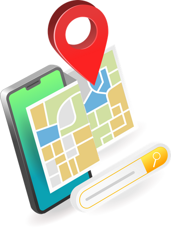 Adresse in mobiler App finden  Illustration