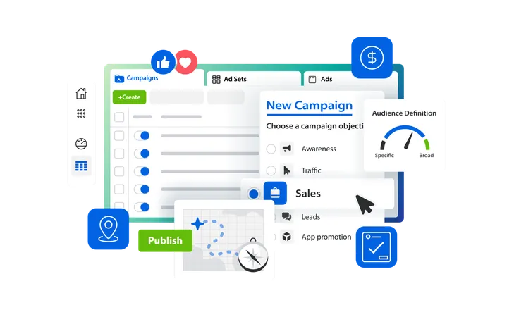 Ads Manager Vector Illustration Concept Marketing Platform Interface Advertising Cabinet Of Social Media Pay Per Click Illustration