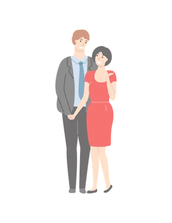 Adult couple standing together  Illustration