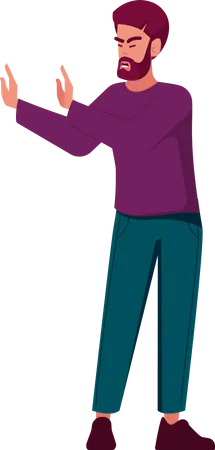 Adult Male Show Stop Gesture Illustration