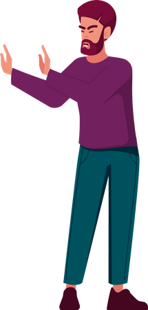 Adult Male Show Stop Gesture  Illustration