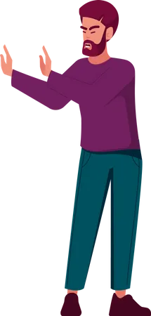 Adult Male Show Stop Gesture  Illustration