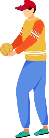 Adult man holding ball Illustration