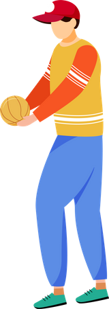 Adult man holding ball  Illustration