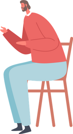 Adult Man Sitting On Comfortable Chair  Illustration