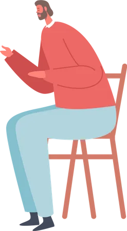 Relaxed Adult Man Character Sitting On A Comfortable Chair Exuding Tranquility And Contentment As He Rests With A Serene Expression On His Face Cartoon People Vector Illustration Illustration