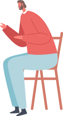 Adult Man Sitting On Comfortable Chair  Illustration