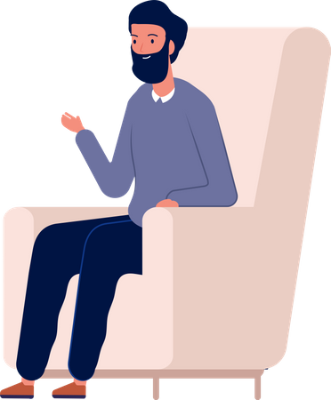 Adult man talking to psychiatry Illustration