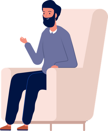 Adult man talking to psychiatry  Illustration