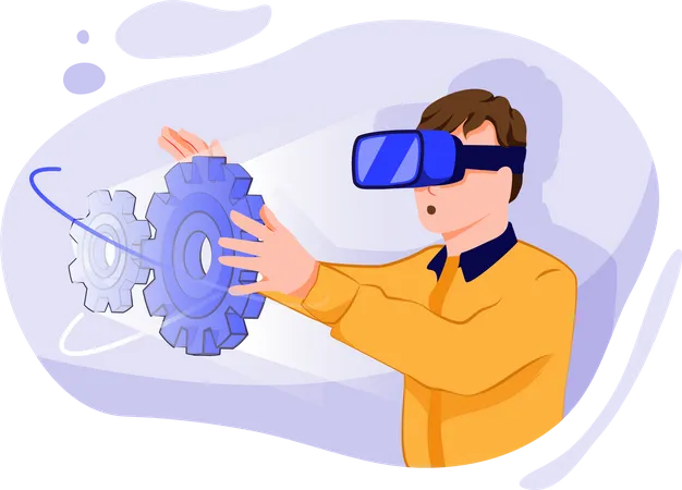 Advance managing automation via vr technologies  Illustration