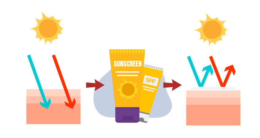 Advantage of sunscreen lotion  Illustration