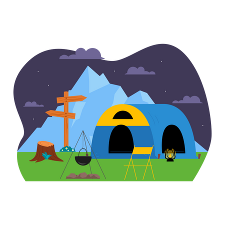 Adventure camping tent  Illustration