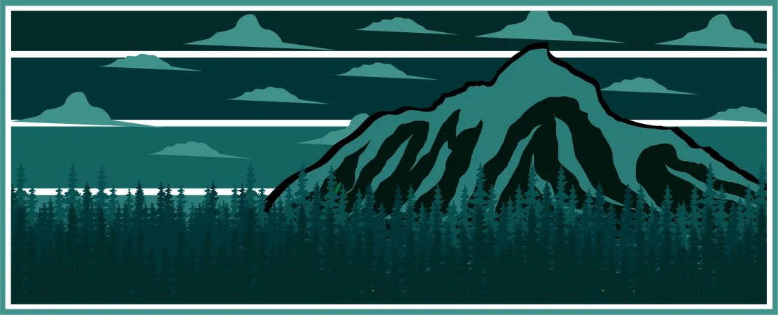 Adventure Mountain Retro Design Landscape Illustration