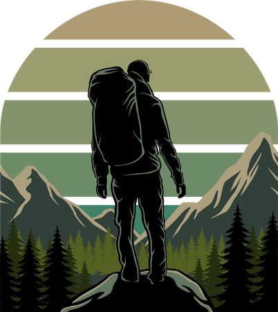 Adventure mountain hike  Illustration