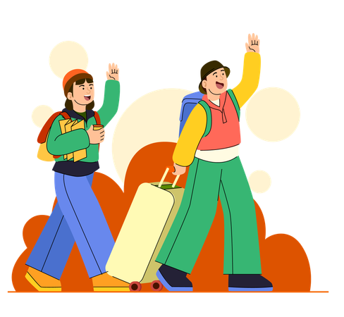 Adventure Travelers with Luggage and Backpacks  Illustration