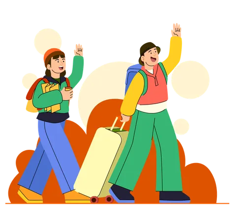 Adventure Travelers with Luggage and Backpacks  Illustration