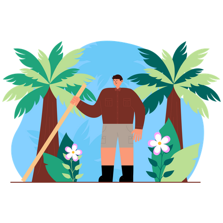 Adventurer in jungle  Illustration