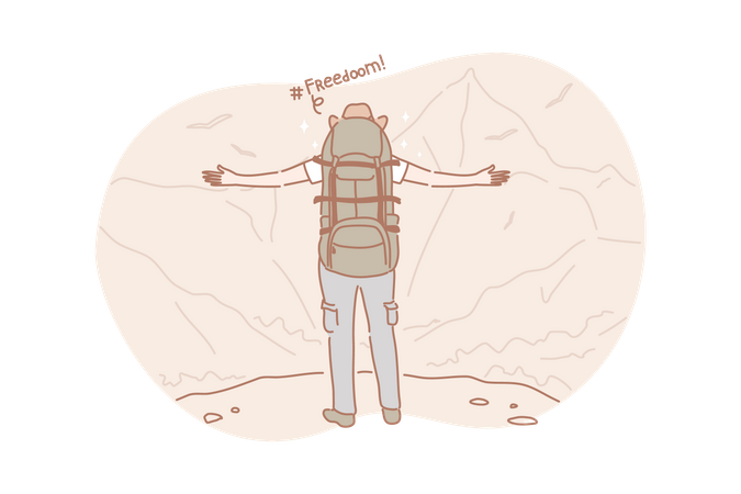 Adventurous man with backpack  Illustration