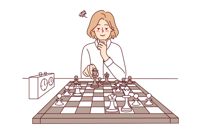 Adversaire d'échecs féminine  Illustration