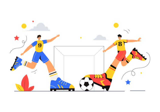 Des adversaires de football jouent au football  Illustration