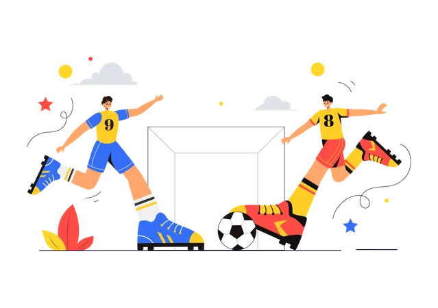 Des adversaires de football jouent au football  Illustration