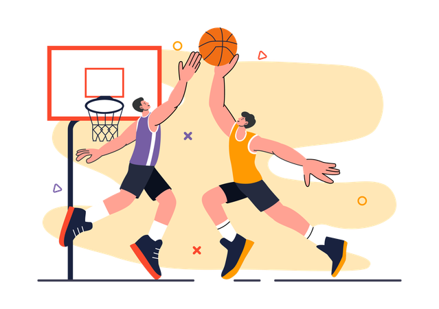 Les adversaires jouent un match de basket-ball  Illustration