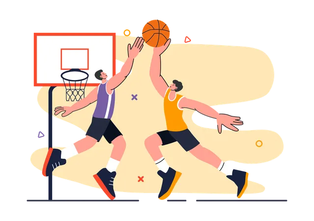 Les adversaires jouent un match de basket-ball  Illustration