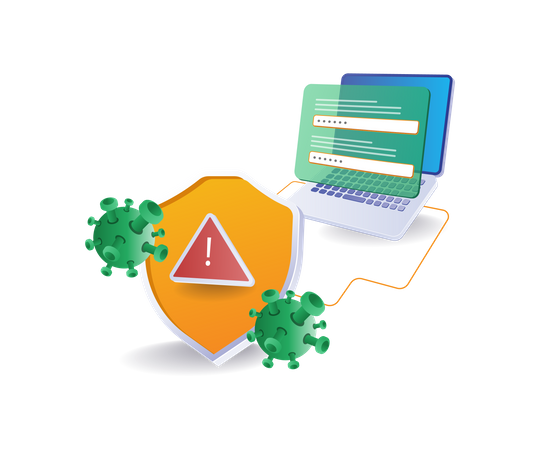 Advertencia de ataque de virus malware  Ilustración